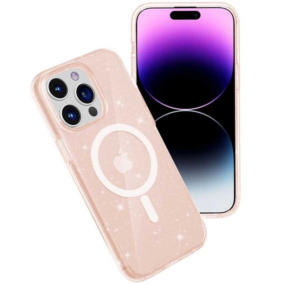 Чехол TPU Galaxy Sparkle (MagFit) для Apple iPhone 15 Pro (6.1") Gold+Glitter | Зображення 2
