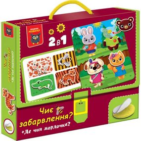 Детская развивающая игрушка "Чей окрас? Где чья мордочка?" VT1310-06 с липучками