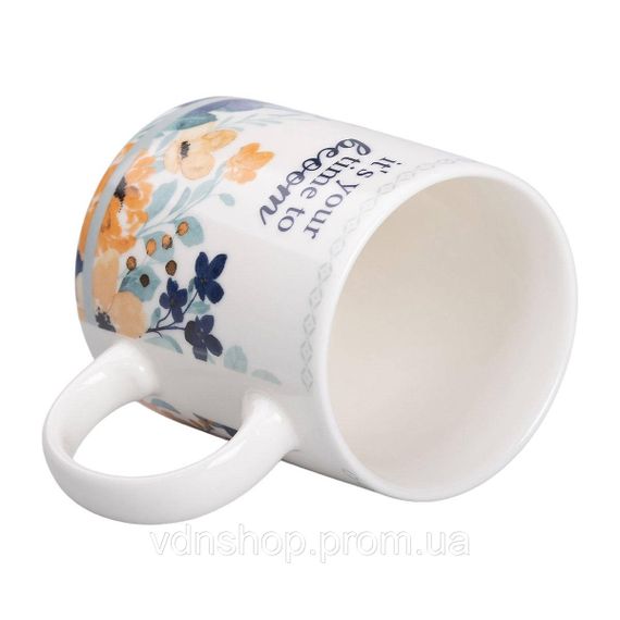 Чашка порцелянова з квітковим принтом 400 (мл) для чаю та кави Біла RX-N240139W | Зображення 2