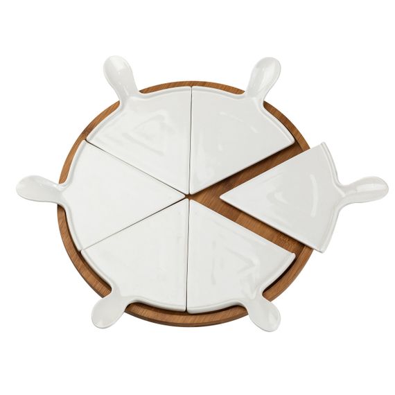 Тарілка для піци 28 см порцелянова обертається, бамбукова основа HP1248 | Зображення 2