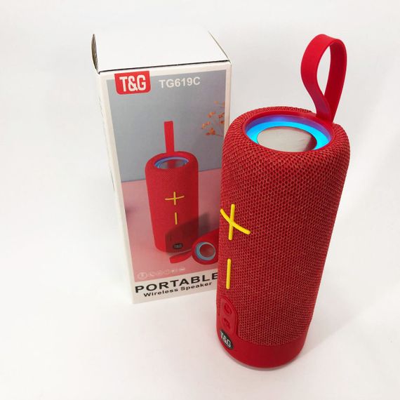 Портативна Bluetooth колонка TG619C FM-радіо USB/TF з ремінцем, гучна блютуз колонка. Колір: червоний | Зображення 7
