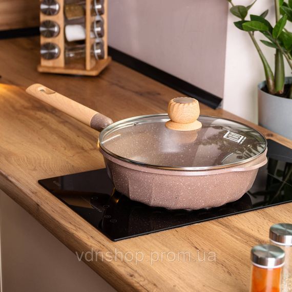 Алюмінієвий сотейник 4,3 л мармуровий з антипригарним покриттям Ø 28 см бежевий MGC HP-4-437CO | Зображення 5