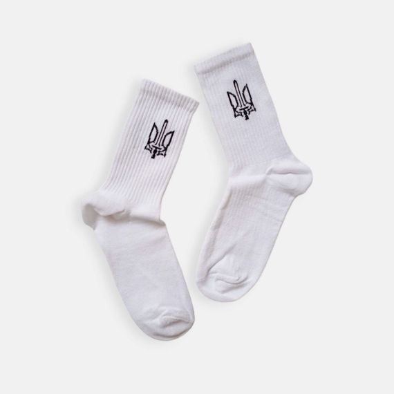 Длинные  носки с патриотической надписью  ТМ TwinSocks білі | Зображення 2