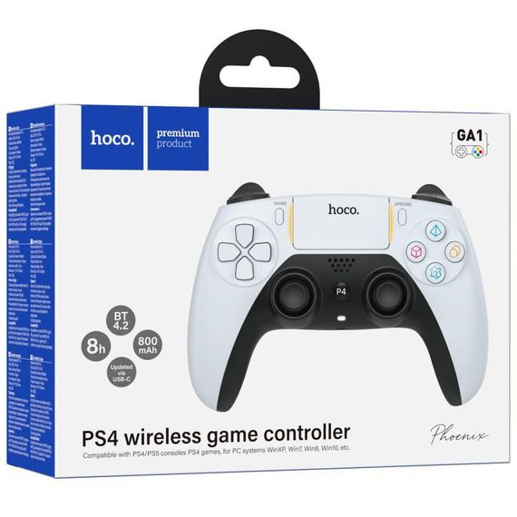 Ігровий джойстик геймпад Hoco GA1 Phoenix for PS4 White | Зображення 1
