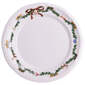 Тарілка новорічна 21 см порцелянова з різдвяним віночком YY78-11A-2