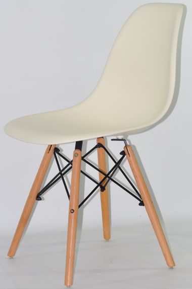 Стул обеденный пластиковый на буковых ножках Nik N Eames DSW, цвет сиденья Молочный 56 | Зображення 3