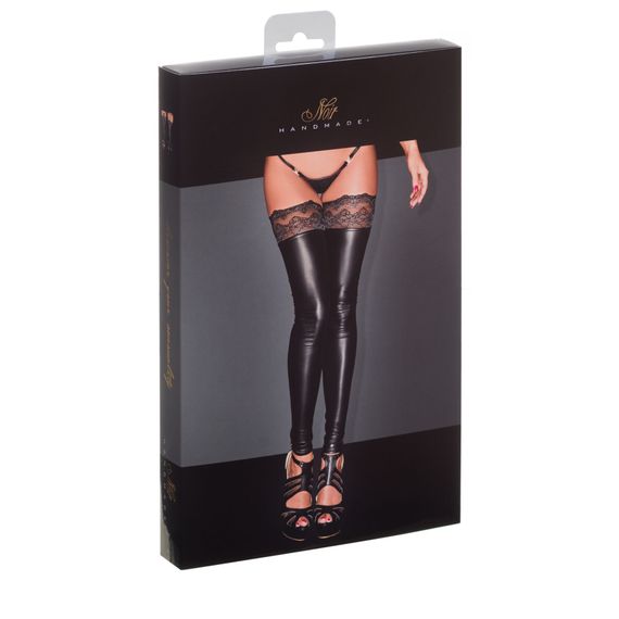 Чулки с мокрым эффектом Noir Handmade F135 Powerwetlook stockings, S, без мисков, Черный, XL | Зображення 4