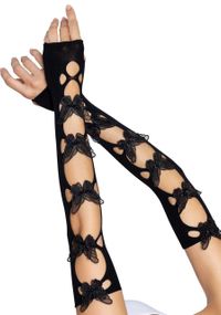 Митенки Leg Avenue Butterfly applique arm warmers Black, бабочки sexstyle
