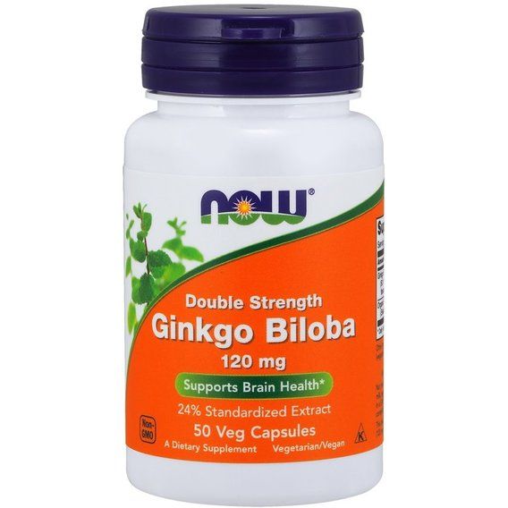 Гінко білоба NOW Foods Ginkgo Biloba Double Strength 120 mg 50 Veg Caps