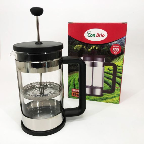 Френч-прес Заварник для чаю та кави Con Brio CB-6560 600 мл, Чайник заварювальний скляний якісний | Зображення 4