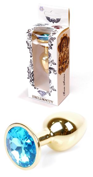Анальная пробка Boss Series - Jewellery Gold PLUG Light Blue S, BS6400022 sexstyle