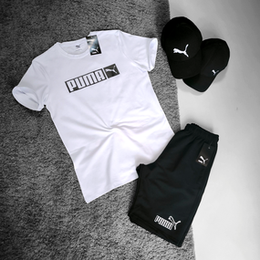Чоловічий комплект Puma (футболка біла + шорти)