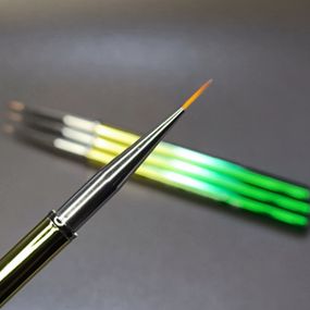 Пензлик для розпису нігтів Global Fashion 00 (ворс 8мм) срібно-зелений