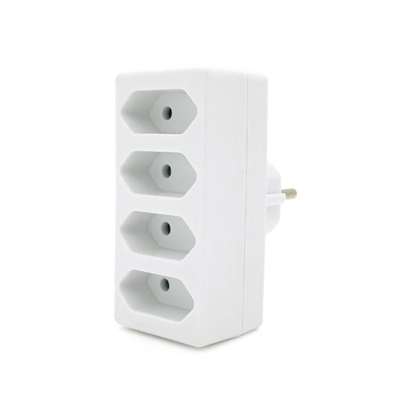 Розетка 4-х місна без заземлення SQ-ZDB01/4, 4x2.5A(10A) 250V~Max, 2300W, White | Зображення 1