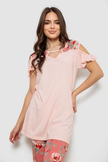Пижама женская с принтом  -уценка, цвет персиковый, 243R1602-003-U-2 | Зображення 1