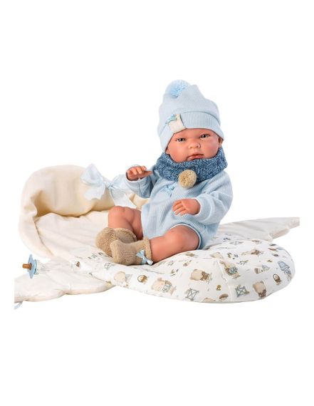 Велика Вінілова Іспанська Лялька Немовля Llorens Новонароджений Хлопчик Пупс 40 см в Прогулянковому Конверті Ллоренс | Зображення 3