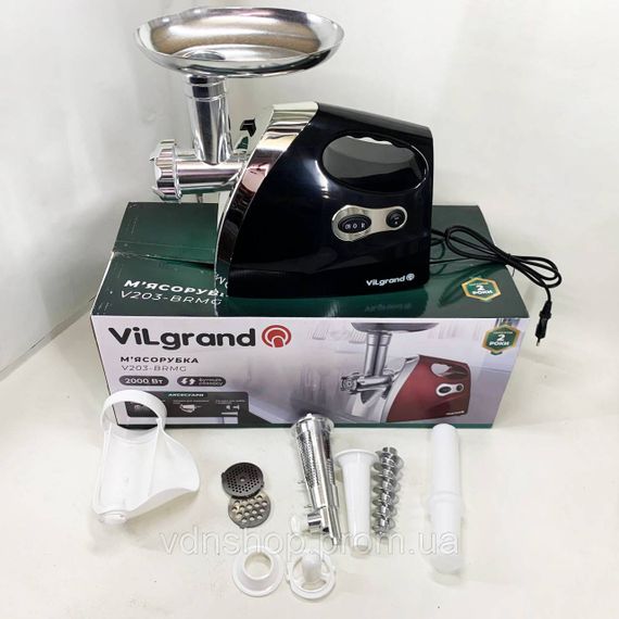Електрична м'ясорубка нержавіюча ViLgrand V203-BRMG 2000 Вт, Топ м'ясорубок Міні 'ясорубки NF-44 | Зображення 7