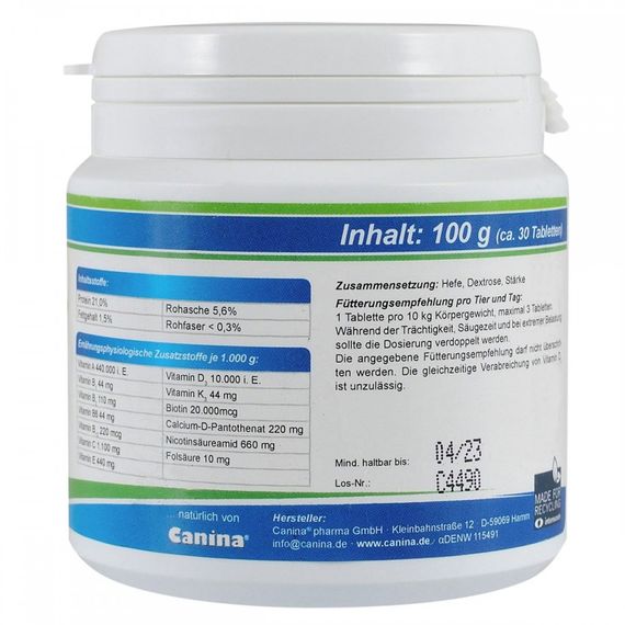 Вітамінний комплекс Canina V25 Vitamintabletten для собак 100 г 30 табл. | Зображення 1