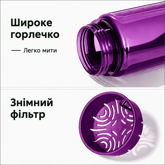 Бутылка KANGZYUAN 700 мл - Фиолетовая Tritan BPA-free, ударопрочная, спортивная с эргономичной крышкой | Зображення 3