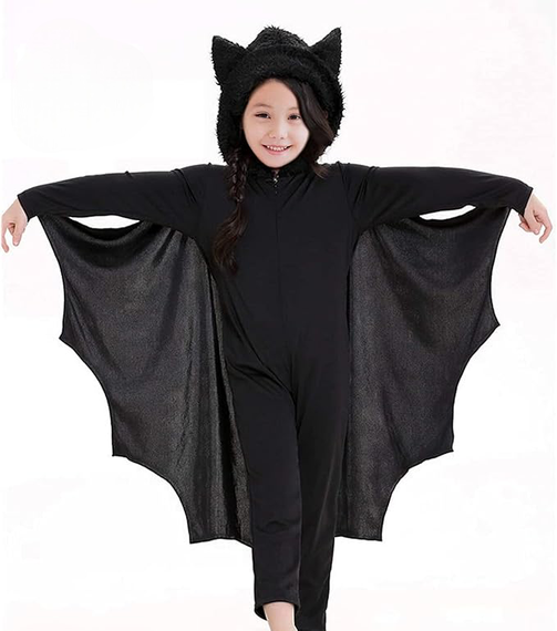 Детский костюм летучей мыши комбинезон с капюшоном крыльями перчатками на Хэловин утренник на 115-130см 6-9лет Без перчаток