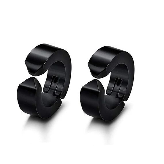 Мужские серьги в форме кольца маленькие из стали Circle Edge черный