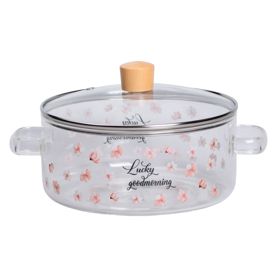 Скляна каструля прозора 2.5 літр з кришкою HP-34-20