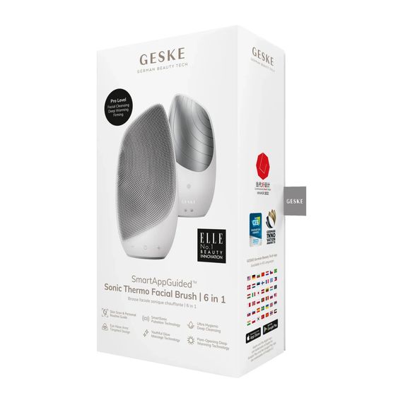 Электронная звуковая термо щетка для лица GESKE Sonic Thermo Facial Brush 6в1, Белый | Зображення 7