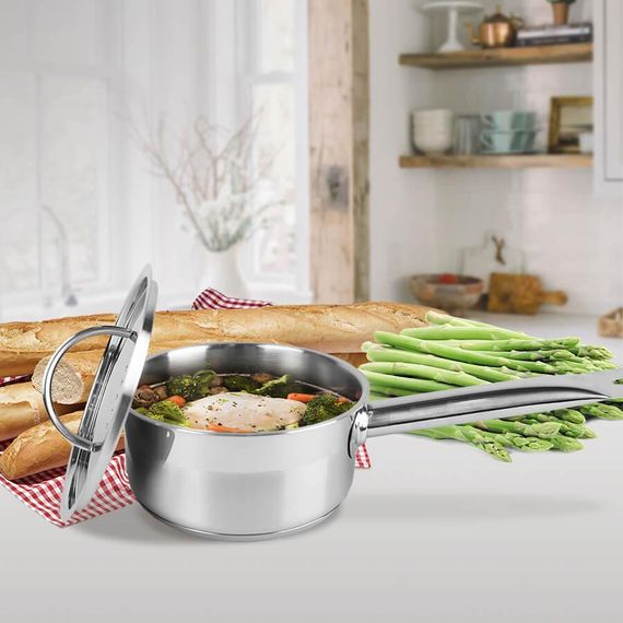 Кухонний ковш Maestro MR-3511-14S, 0.75 л, 14 см, з нержавіючої сталі з кришкою, для всіх типів плит | Зображення 1