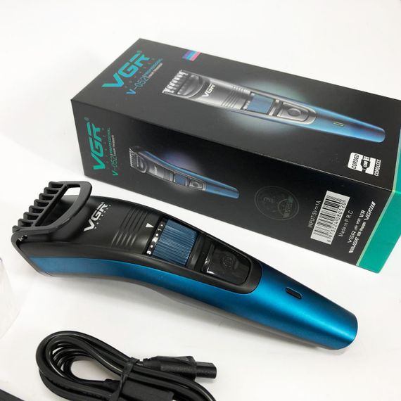 Машинка триммер для стрижки волосся та бороди акумуляторна VGR V-052 з насадками, Професійна