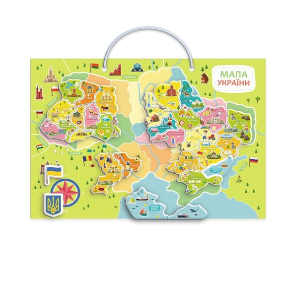 Розвиваюча гра "Магнітна мапа України" 200268 30 магнітних елементів | Зображення 1