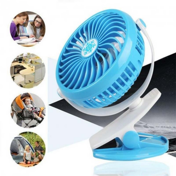 Мінівентилятор USB з прищіпкою та функцією розпилювання води Mini fan AND, акумуляторний + USB