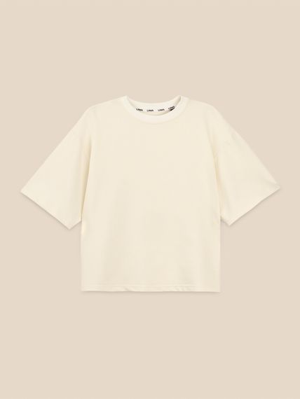 Футболка оверсайз однотонна жіноча LAWA WBC02538 XL Молочний shop (2000999638558)