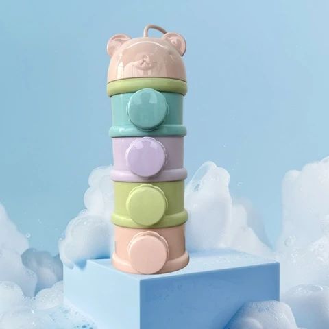 Контейнер для зберігання дитячої сухої суміші 4 відсіки 480 мл Різнокольоровий