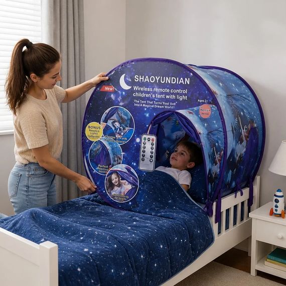 Дитячий ігровий шатер Shaoyundian 220x80 см на ліжко з LED-підсвіткою і пультом | Зображення 5