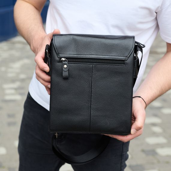 Сумка месенджер 21.5x25x7 шкіряна барсетка для чоловіків Tiding Bag 35775 чорна | Зображення 4