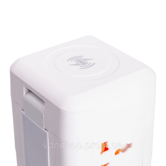 Сетевой фильтр удлинитель 4.8 м с лампой на 12 универсальных розеток с 2 USB 1 Type-C беспроводная зарядка HP-5-11MF | Зображення 5