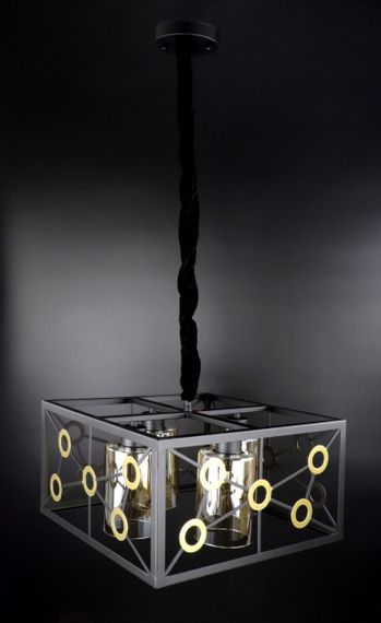 Люстра підвісна LOFT на 4 лампочки 25757 Чорний 30-90х40х40 см.