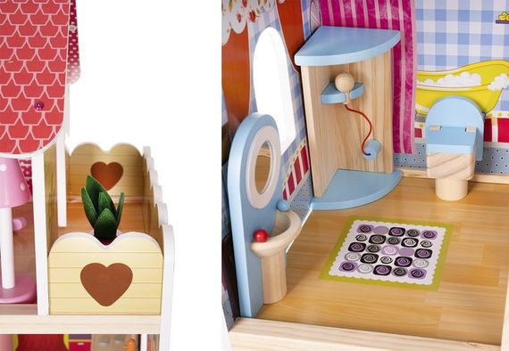 Дерев’яний ляльковий будиночок KRUZZEL XXL до 90 см з LED підсвічуванням та меблями | Зображення 4