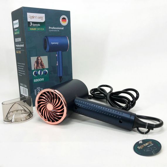 Фен Rainberg RB-2212 8800 W з регуляцією температури та швидкості для сушіння та укладання волосся. VN-549 Колір: синій | Зображення 4