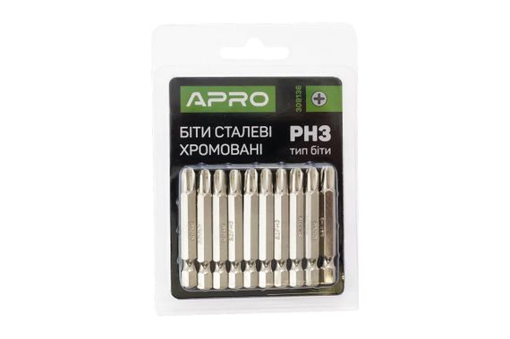 Бита Apro - PH3 x 50 мм хром (10 шт.) (309136) | Зображення 1