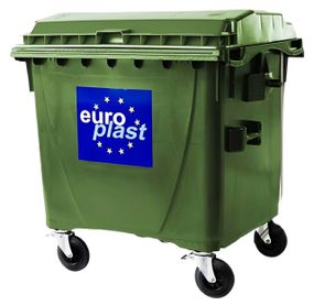 Сміттєвий бак пластиковий зелений 1100 літрв
