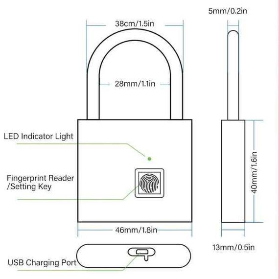 Розумний сенсорний замок з відбитком пальця Сірий
