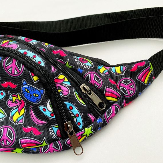 Сумка поясная бананка 4Profi с принтом "Stickers" с двумя отделениями 18224 | Зображення 2