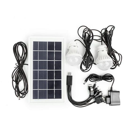 Ліхтар акумуляторний, сонячна панель, виносні 2 LED лампи INTERTOOL LB-0105 | Зображення 1