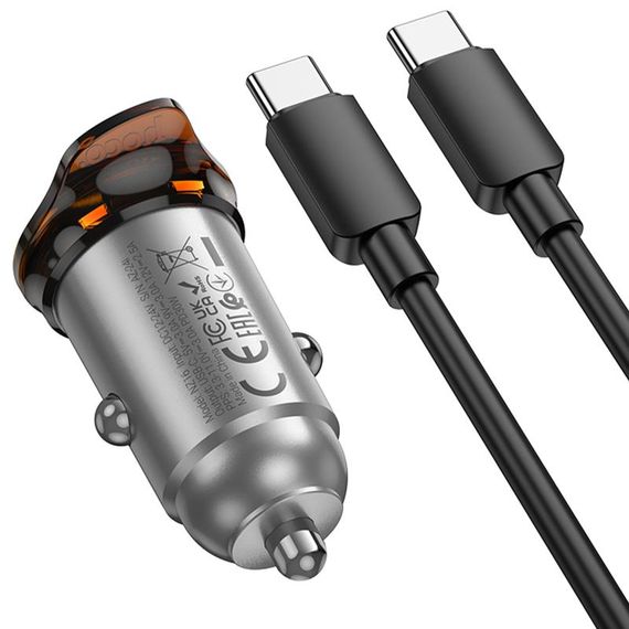 АЗП Hoco NZ16 Rigorous PD30W (1USB-C) + кабель Type-C to Type-C Metal grey | Зображення 3