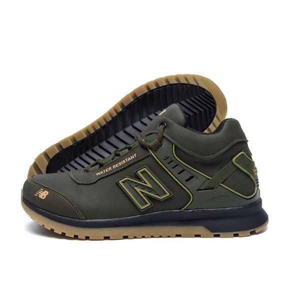 зимові шкіряні кросівки New Balance олива. | Зображення 1