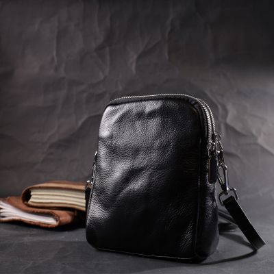 Сумка Vintage Вертикальная Для женщин на два отделения из натуральной кожи Черная (22399) | Зображення 1