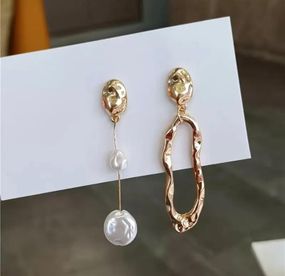 Сережки "Плавлена сталь" з перлинками, сережки-гвіздочки, сережки з перлинами