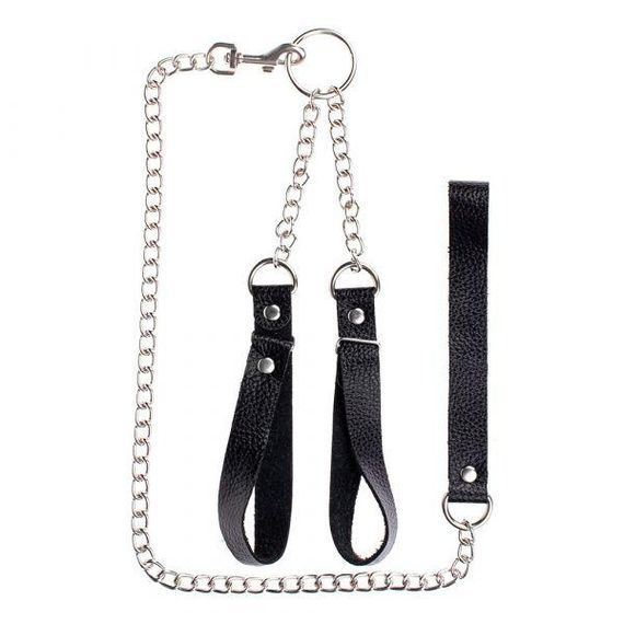 Наручники с поводком Gentle Hold Black Sex Aura