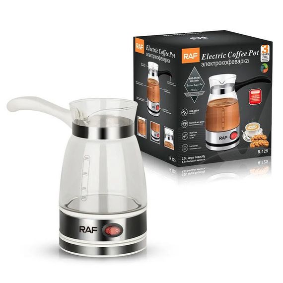 Турка для приготовлени кофе RAF R.125 500мл 600 Вт, Электротурка для кофе, Турка для MO-935 заварного кофе | Зображення 1